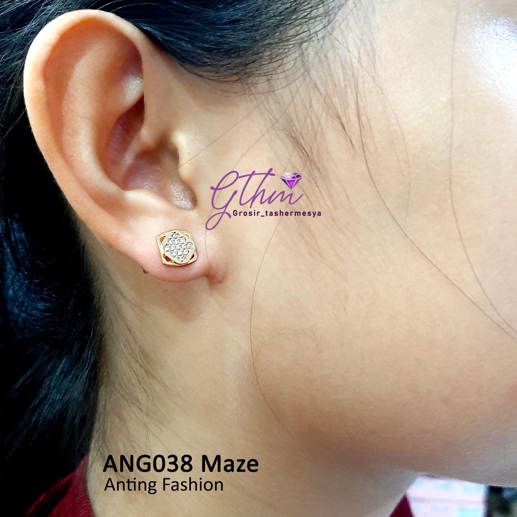 Anting Wanita Maze Perhiasan Import Model Stud Anti karat Bisa dipakai sehari-hari simple fashionable ang038 gthm