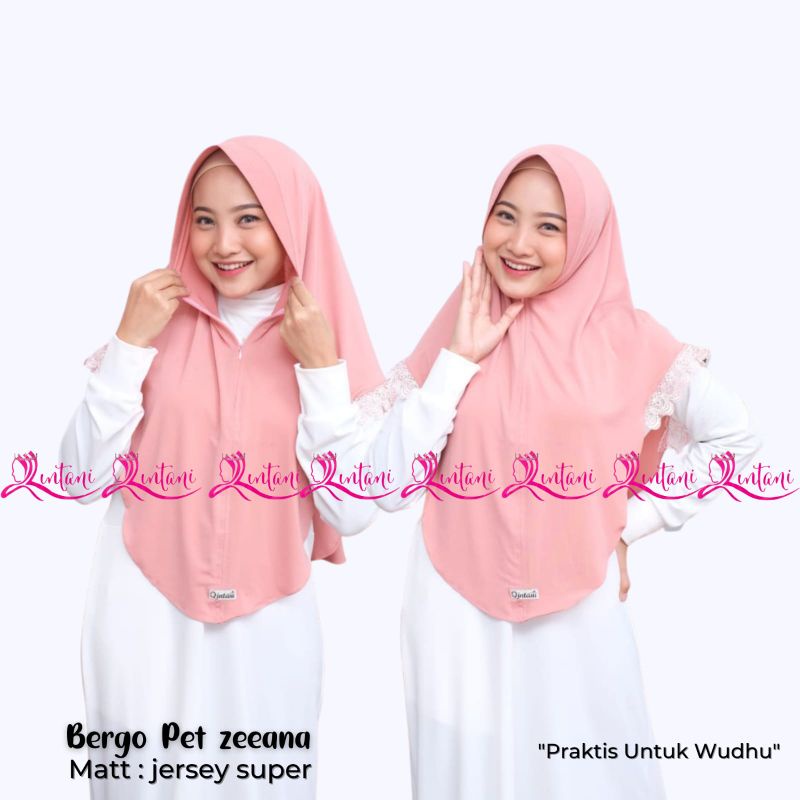 BERGO ZEENA QINTANI HIJAB BERGO ZARA RENDA WAHYU BU SHAFIRA HIJAB INSTAN RENDA BERGO POLOS JERSEY SUPER PREMIUM KERUDUNG ZIPPER-DUSTY [ZEENA]