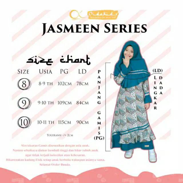 AHZA GAMIS ANAK OIDOKIDS JASMEEN JUNIOR SERIES 8,9,10