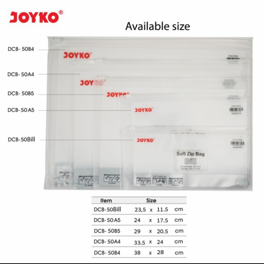 

Joyko DCB-50 Transparent Document Bag Tas Dokumen Transparan
