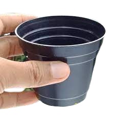 Pot bunga hitam polos kecil 8cm-pot bibit semai termurah