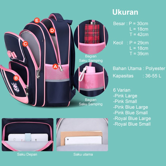 Tas Anak Perempuan SD TK Tas Ransel Anak Tas Gendong Anak Cewek SD/Ransel Sekolah SD Backpack Anak Sekolah