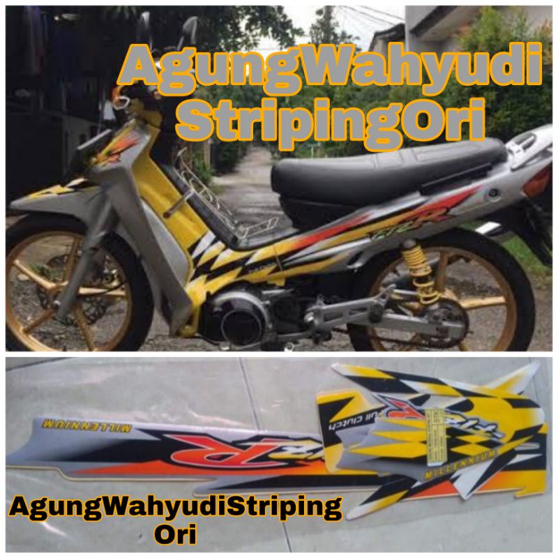 STIKER STRIPING LIS BODY MOTOR YAMAHA FIZ R  MILLENIUM MILENIUM SILVER KUNING FIZR F1ZR