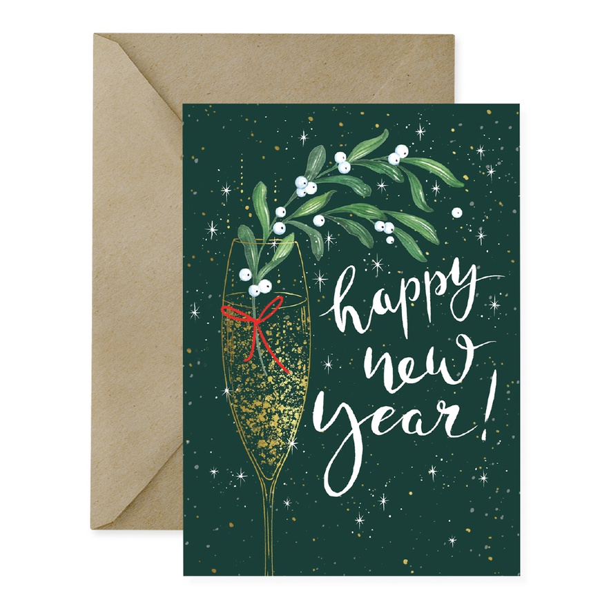 

Greeting Card / Kartu Ucapan - Happy New Year Gold Glass