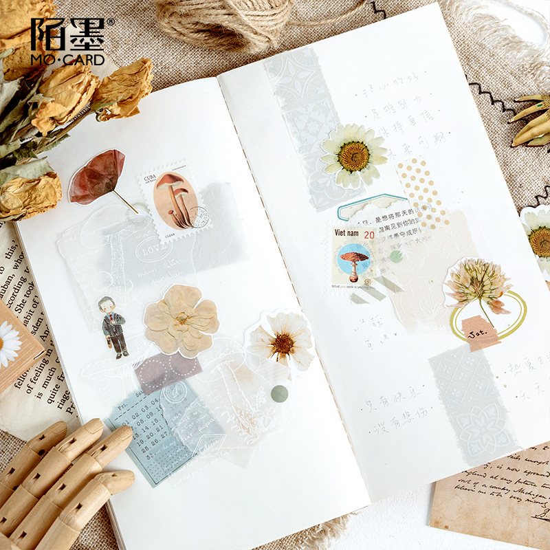 imoda 46Pcs/box Cute Flower Poetry Stationery Flakes Scrapbooking DIY Decorative Stickers-4