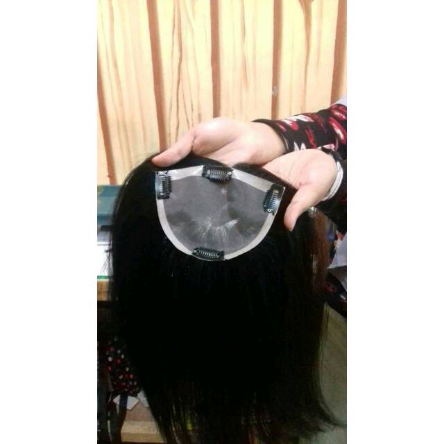 Hair toupee 100% human hair panjang 30 cm tutup botak wanita