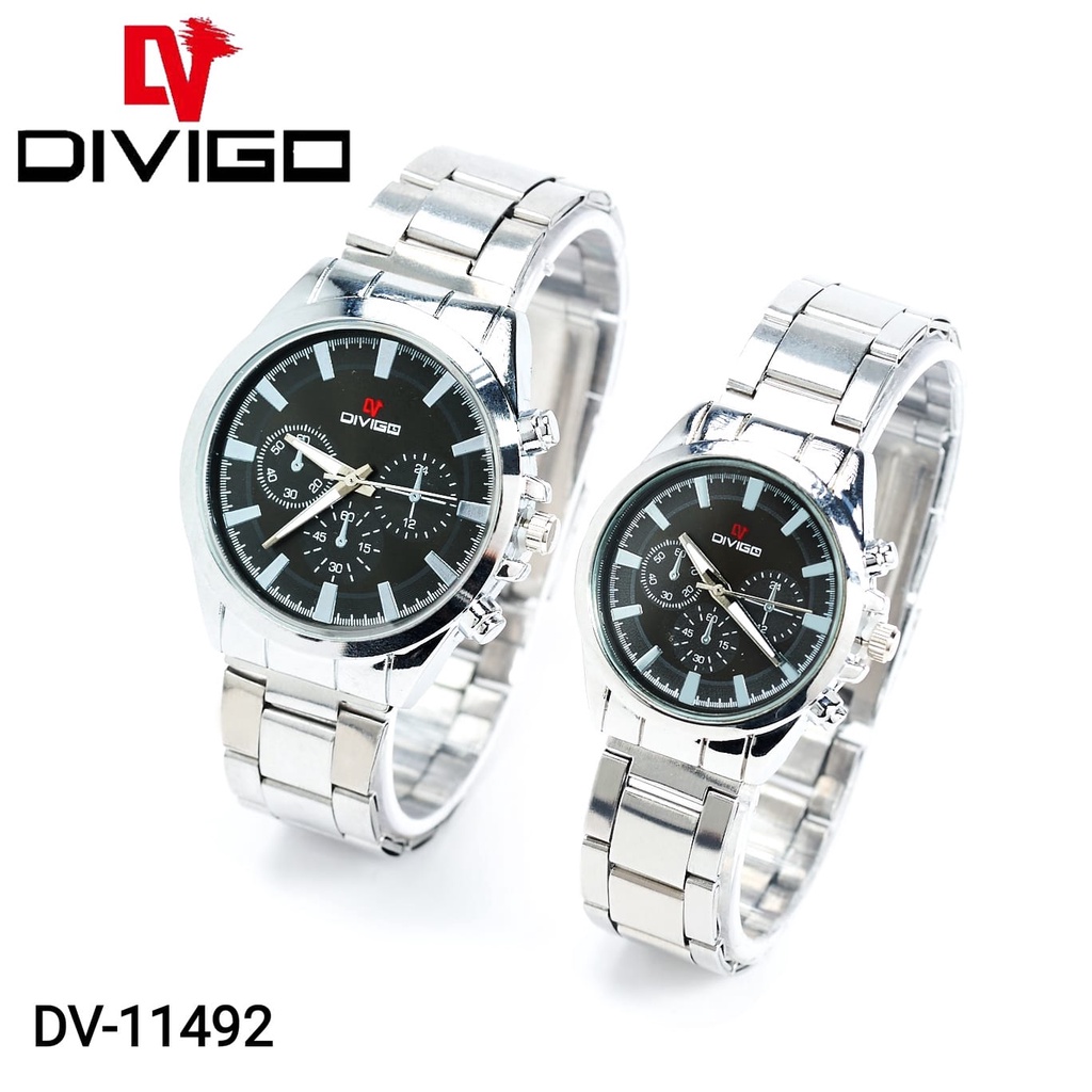 (SS) Jam Tangan Pria Wanita Couple DIVIGO Original Analog Stainlissss Steel DV11492