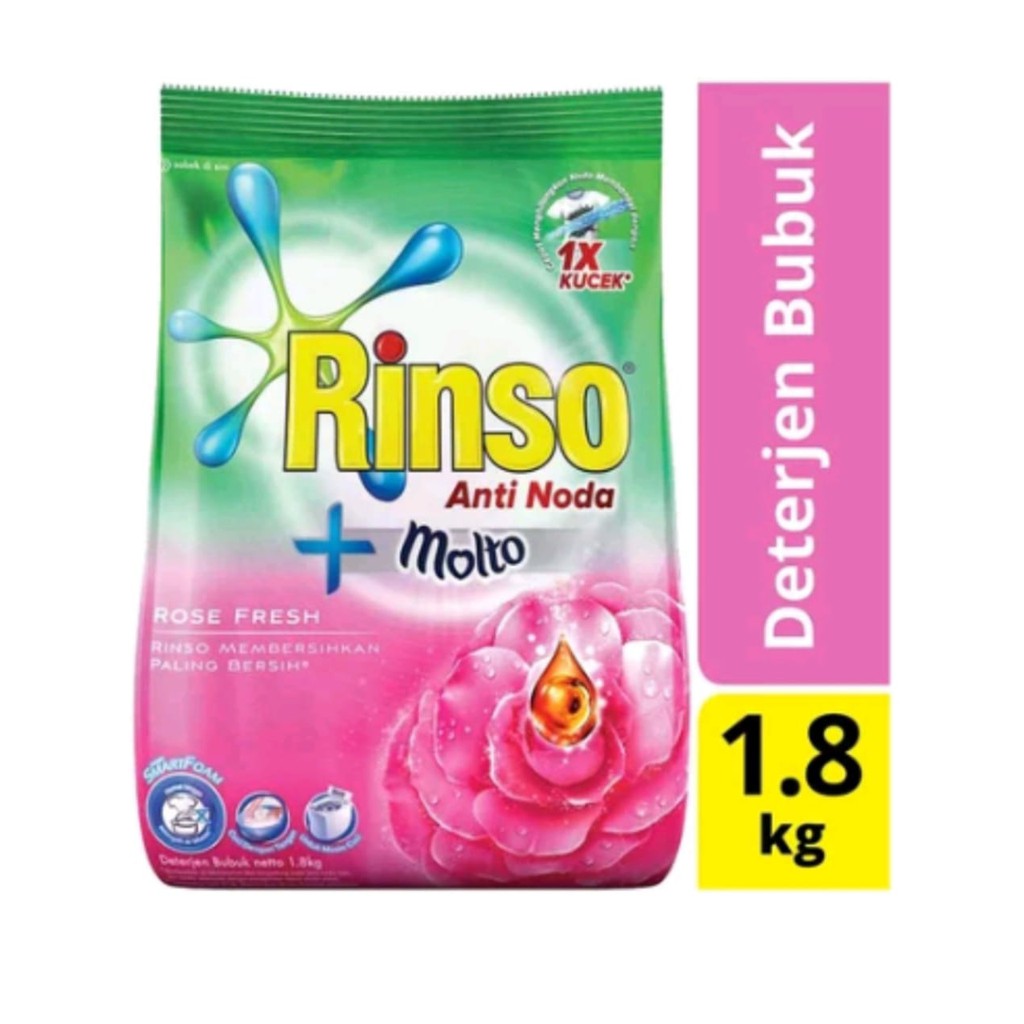 Rinso Deterjen Bubuk Anti Noda & Molto 1.8 kg 1800 gram Rinso Deterjen Bubuk Anti Noda & Molto 1.8 k