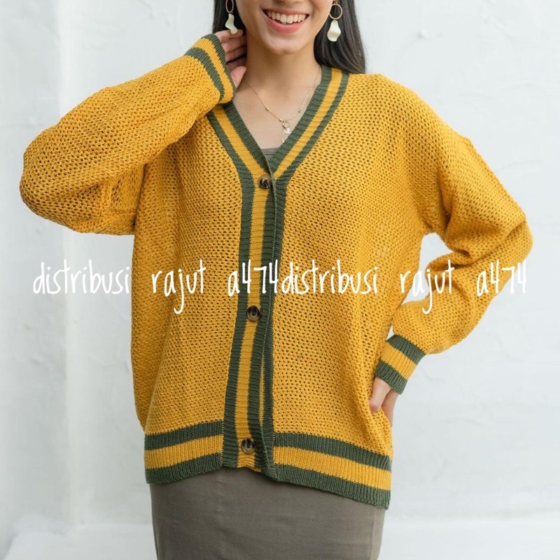 OVERSITE VELOVE KNIT EIREEN MOTIP EKSPOR OUTER PREMIUM SPESIAL CARDIGAN RAJUT A474