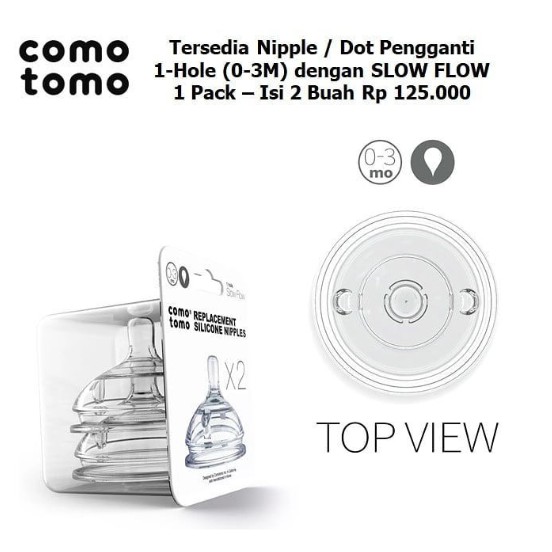 Comotomo Replacement Nipple 1 Hole (0-3M) Twin Pack – Botol Susu Bayi