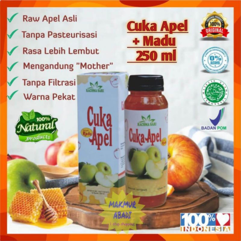 CUKA APEL VINEGAR Murni + MADU 250ml - Cuka Apel Plus Madu ORIGINAL BPOM Asli