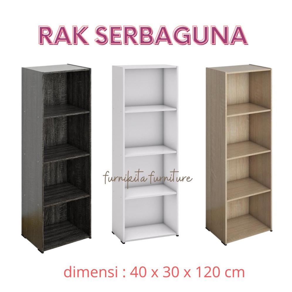 Rak Buku Serbaguna Susun 4 Kayu ::..