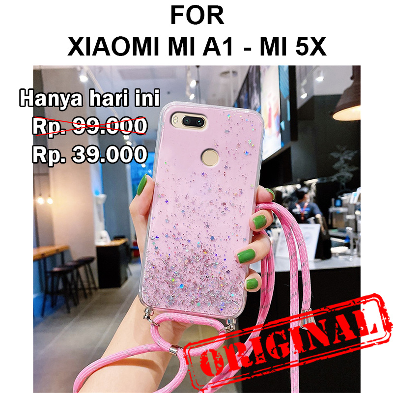 GLITTER LANYARD case Xiaomi Mi A1 5X MiA1 Mi5X softcase casing hp cover tali slim tpu