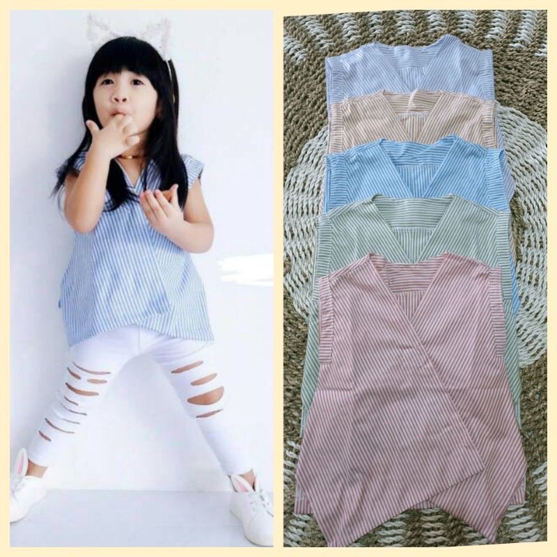 Kemeja v neck kimono vneck anak perempuan / kimono top anak usia 1-4 tahun