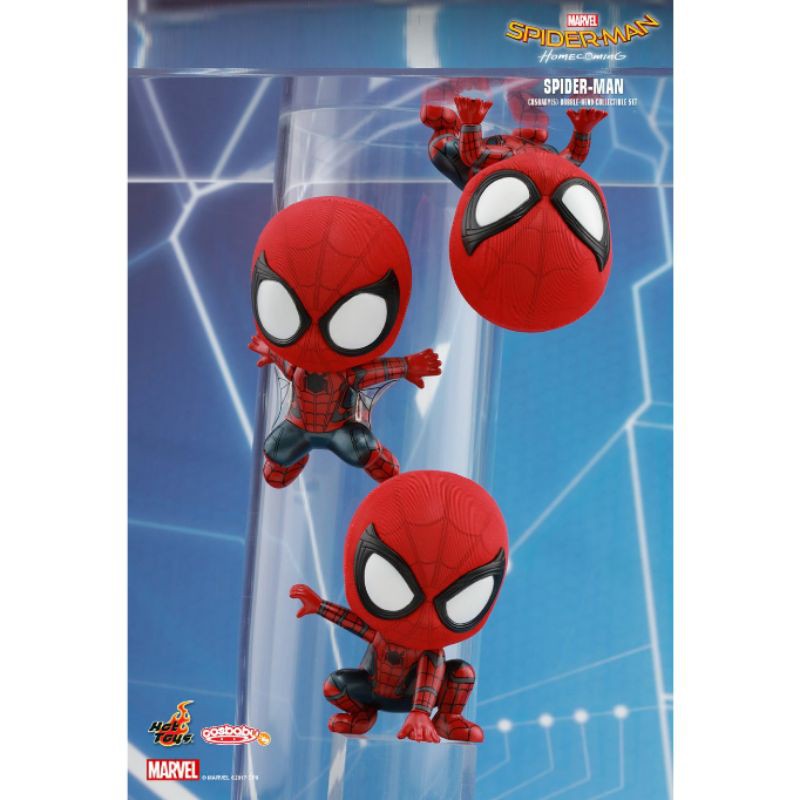 BIB Hot Toys Cosbaby Spiderman Homecoming Collectible Set Magnetic pajangan kulkas mainan