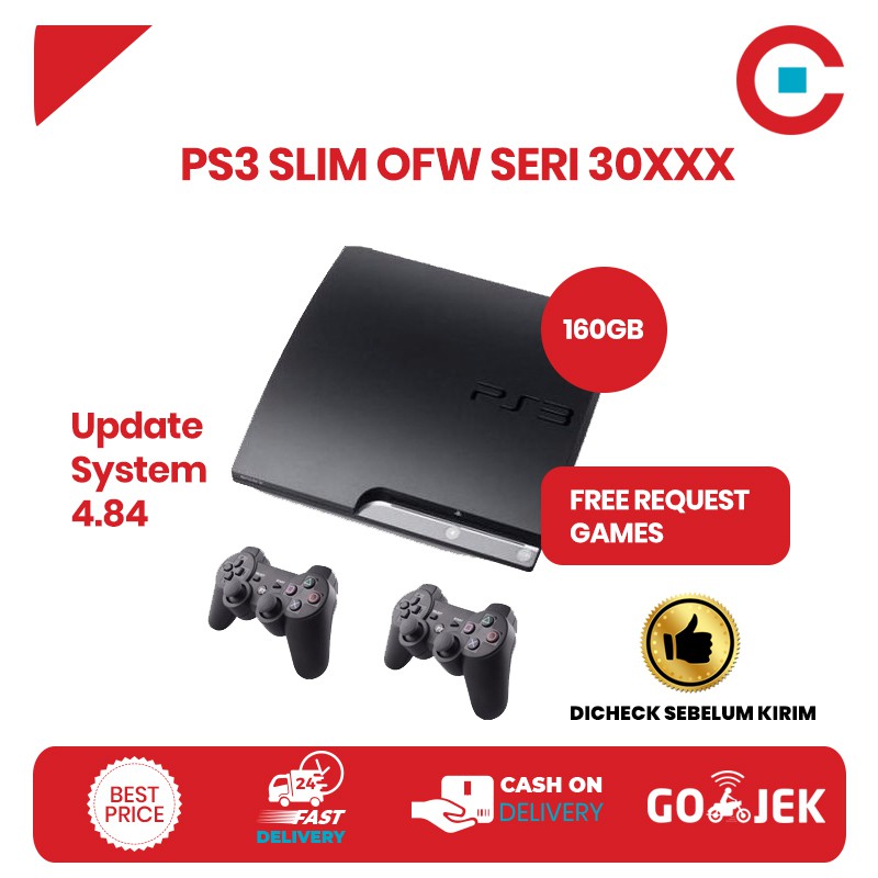 PS3 Slim Seri 3000 Hitam OFW Sistem 4.84 Bisa Pilih Game Gratis Sudah Bisa isi Satuan