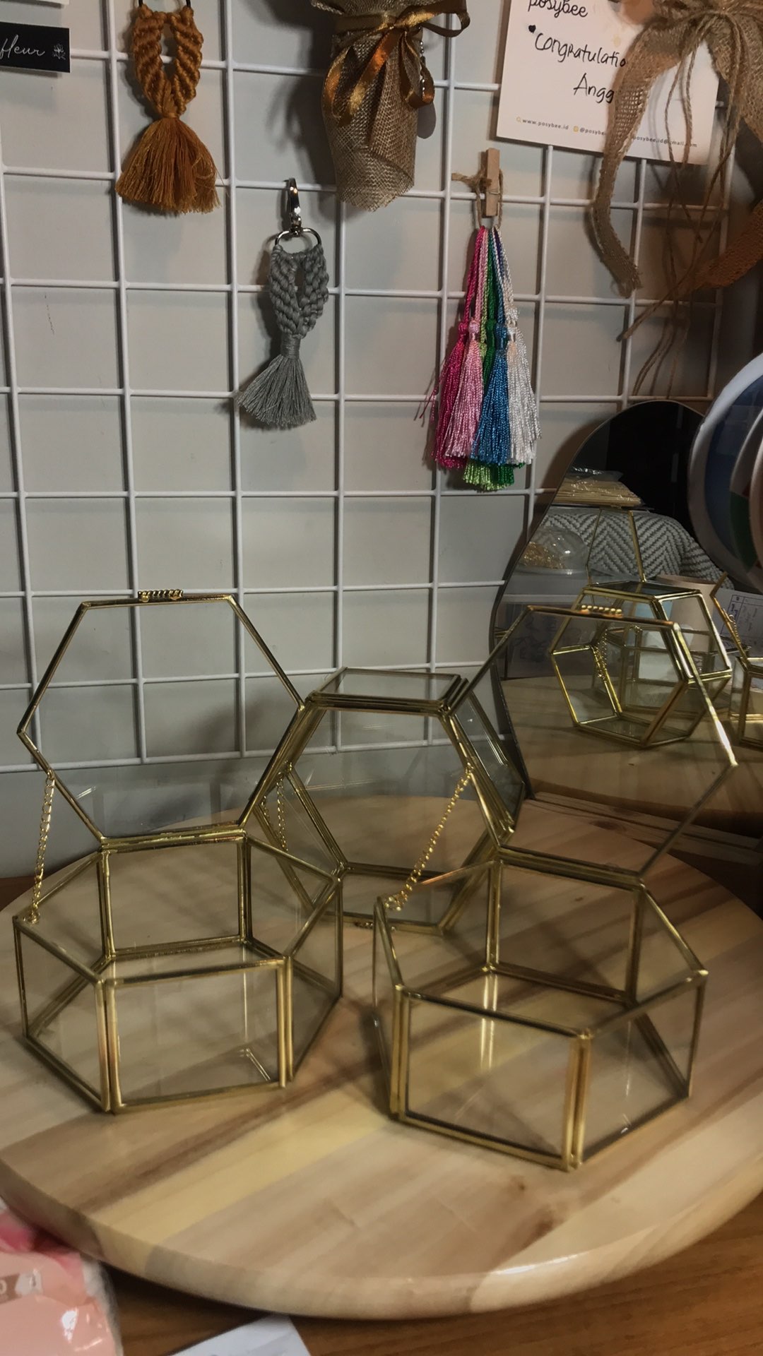 Ring Box Terrarium Hexa Datar / Terrarium Tempat Cincin Segi6 Datar