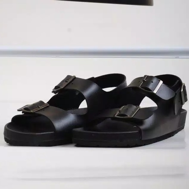 GENCY BLACK |FORIND x Squirrel| Sendal Ori Tali Kulit Simpel Kayu Pria/Wanita Sandal Footwear New