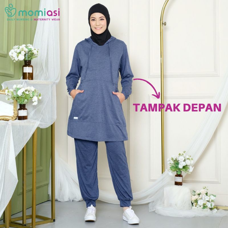 Momiasi - Baju Hoodie Olahraga Sport Ibu Hamil dan Menyusui Baju Busui Nursing Wear Lengan Panjang