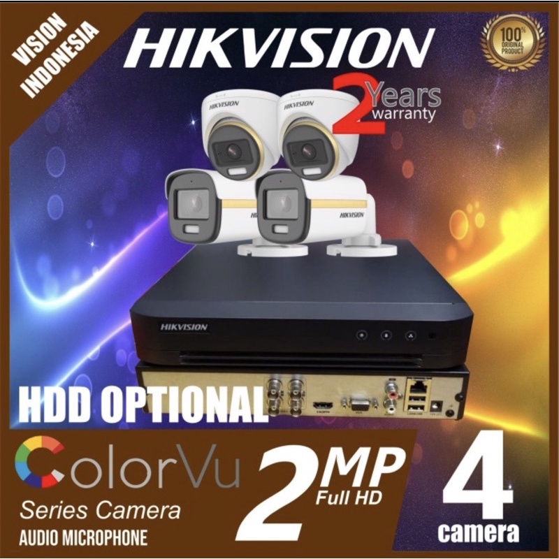 PAKET CCTV COLORVU dan Audio 4 KAMERA HIKVISION