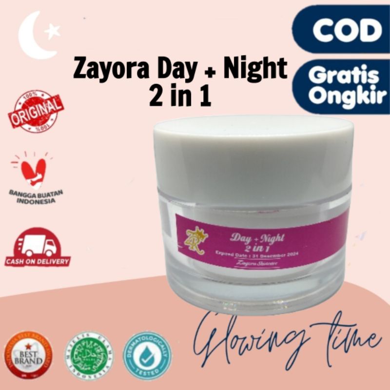 Cream Pemutih wajah Siang malam Zayora / Krim Glowing 2 in 1