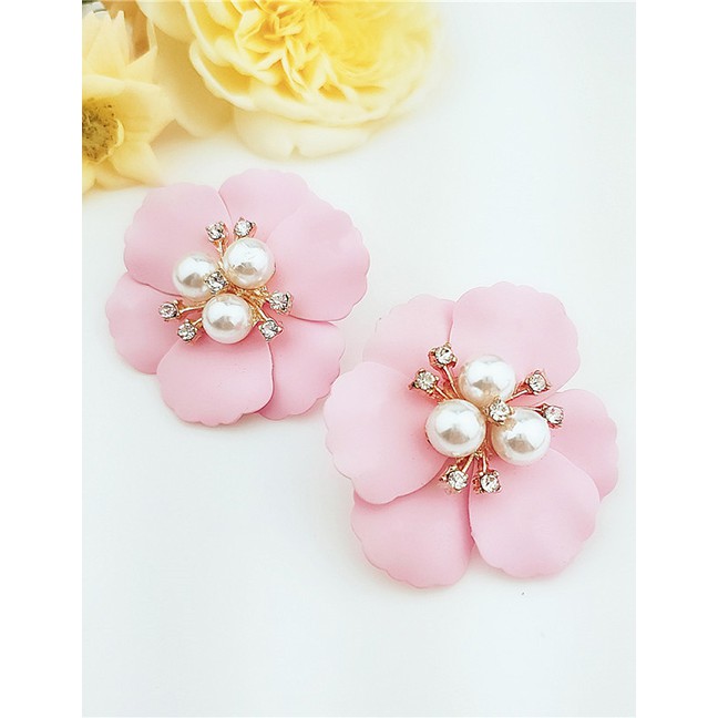 LRC Anting Tusuk Fashion Flower Pearl Earrings F6719X