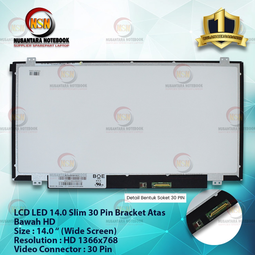 LED LCD Lenovo 14.0 Slim 30 Pin Lenovo Series G40-30 G40-45 G40-80 G40