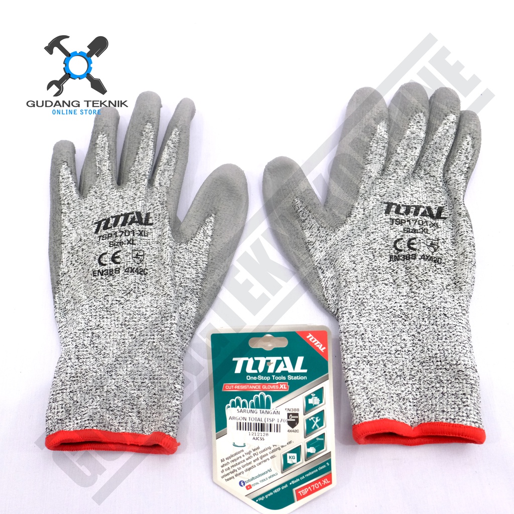 Sarung Tangan Anti Gores TOTAL TSP1701XL / Sarung Tangan Kerja - Cut Resistance Gloves TSP 1701 XL