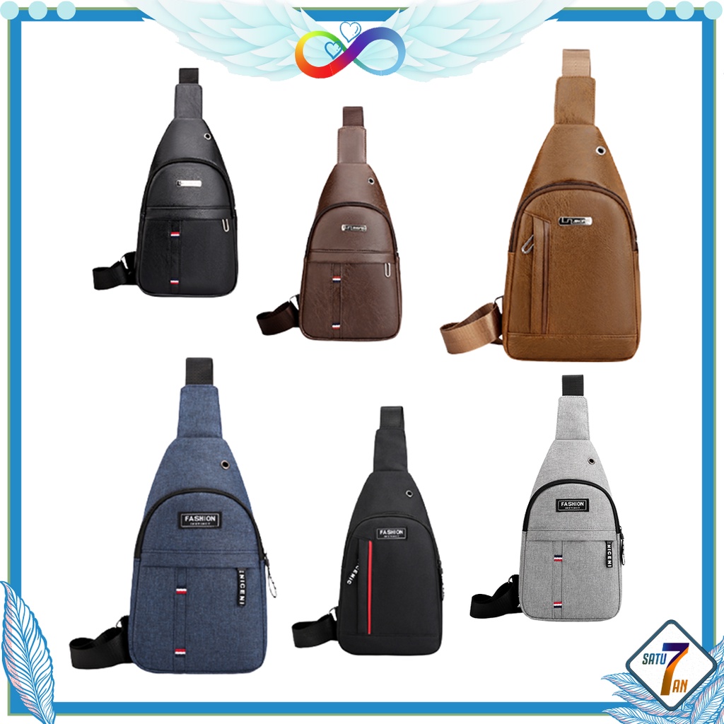 Satu7an T198 TAS SELEMPANG PRIA TAS PUNGGUNG COWOK BAHAN POLYESTER FASHION SLING BAG MEN STYLE