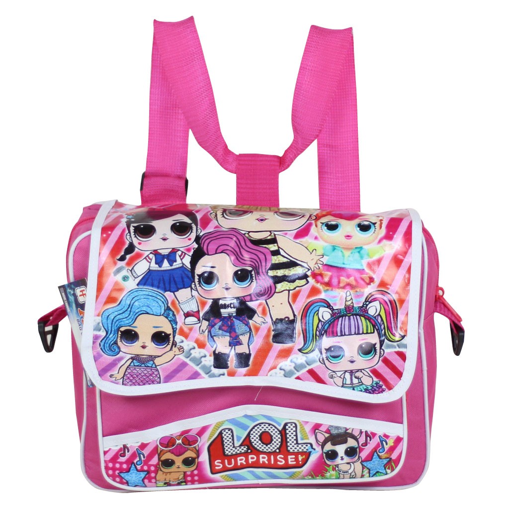 Tas Ransel Sekolah Anak 2 In 1 LOL Pink  Lucu Keren Selempang TK Paud SD Karakter Terlaris