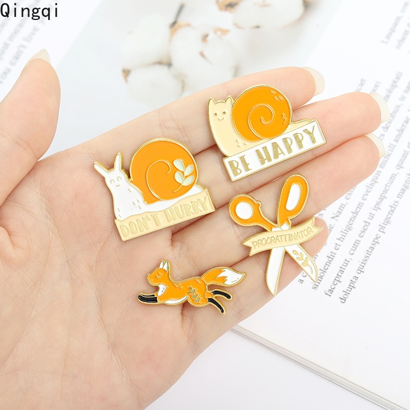 Bros Pin Enamel Desain Kartun Gunting Siput Rubah Untuk Hadiah