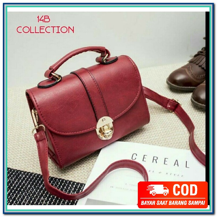 Tas Selempang Mini Wanita Korea Murah Travel Bag Kulit Hitam Cewe AP432 Tas Selempang Kunci Tas Se