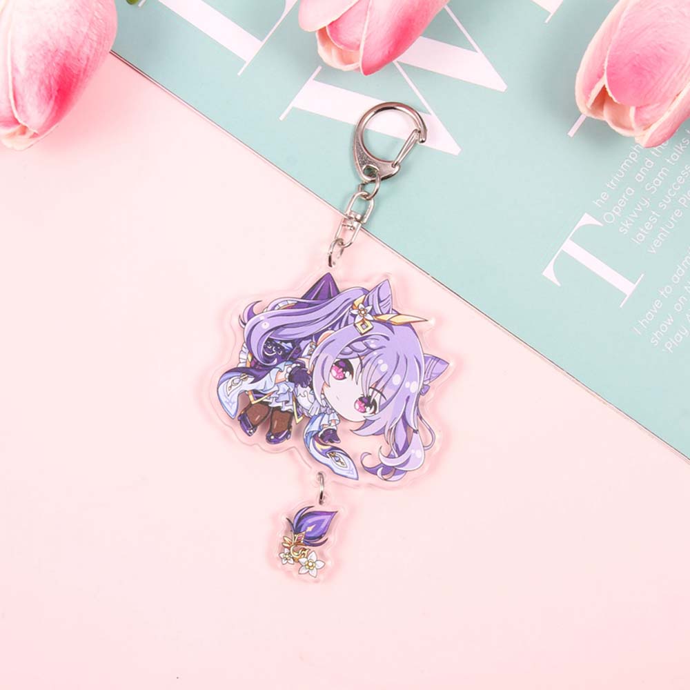 LANFY Cartoon Genshin Impact Creative Key Rings Keychain keqing Klee Hung Bag Pendant Diluc Venti Key Ring Holder