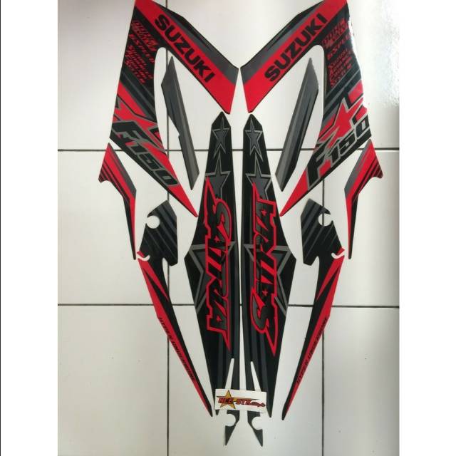 STIKER STRIPING SATRIA F 2014 HITAM MERAH