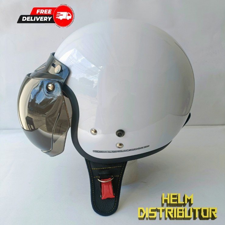 HELM BOGO RETRO KUALITAS PREMIUM KACA DATAR/CEMBUNG FULL LEHER SNI DEWASA PRIA WANITA (COD)