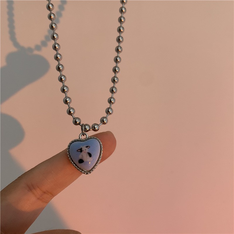 Titanium Steel Necklace Hip Hop Korea Cow Rabbit Pendant Chain Cute