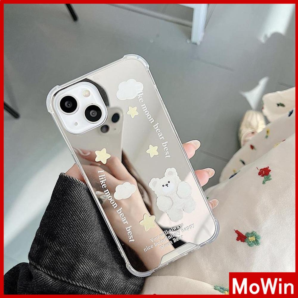 iPhone Case Acrylic Mirror Airbag Shockproof Protection Camera Cloud Cute Bear Compatible with iPhone 11 iPhone 13 Pro Max iPhone 12 Pro Max iPhone 7 Plus iPhone xr