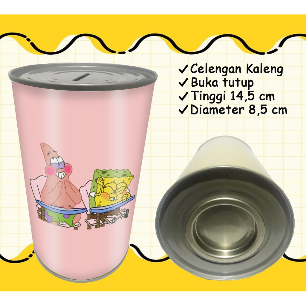 Celengan Kaleng Karakter Spongbob / Celengan Spongebob / Celengan Anak Kartun Spongebob MURAH UNIK-Spongebob - 08