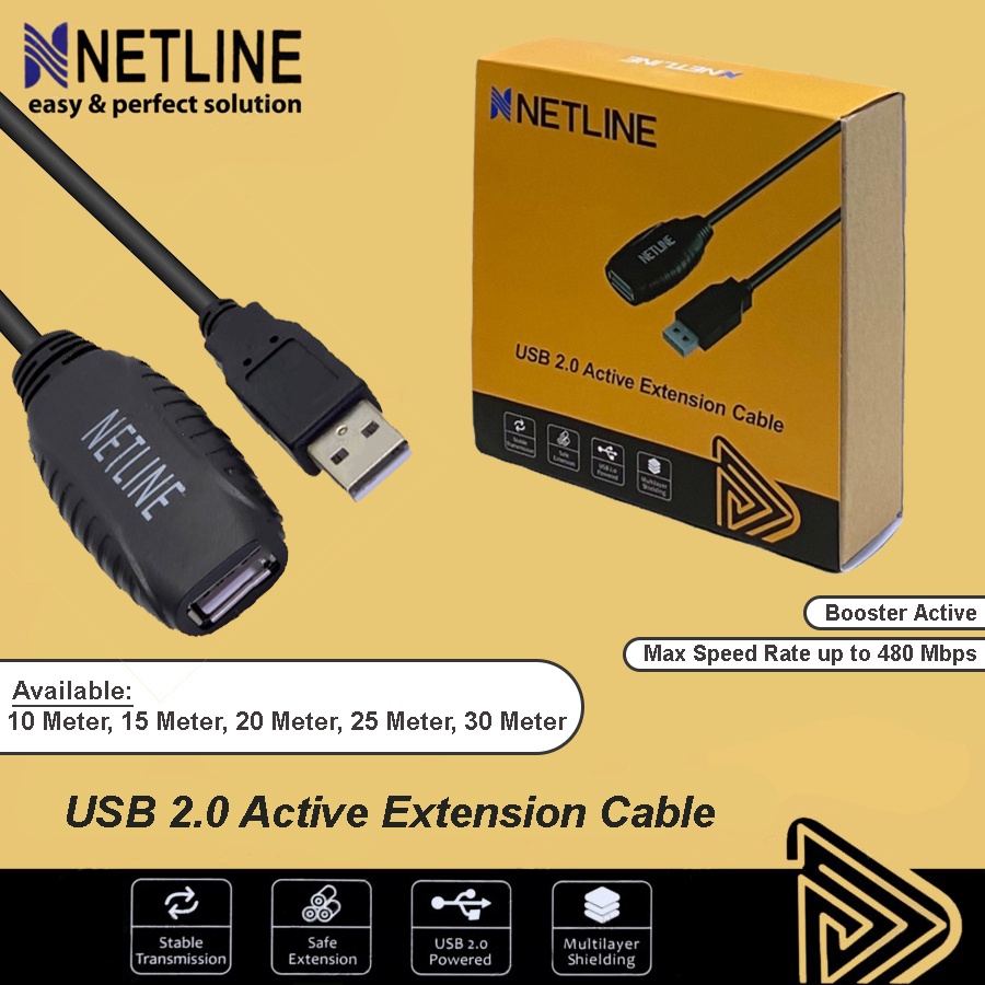 USB 2.0 Extension Active 15M NETLINE