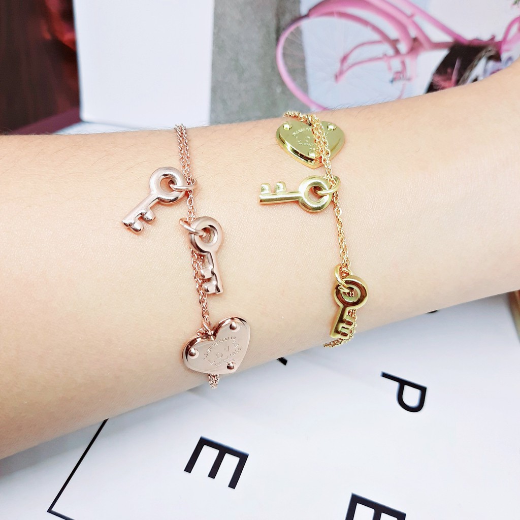 Gelang Titanium Korea Kdrama Import Kunci Hati Rose Gold - BB597