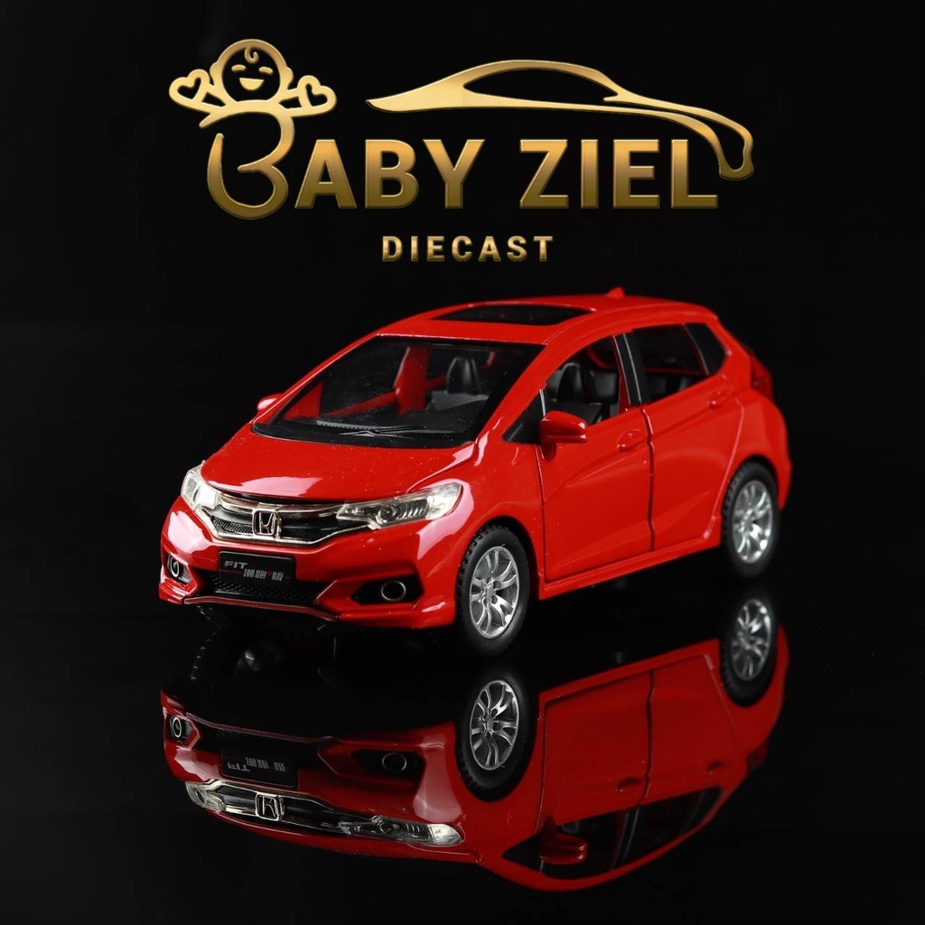 Diecast miniatur mobil besi Metal Koleksi Mainan Anak Honda Jazz Warna Merah 1:32