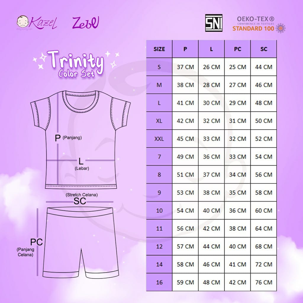 Kazel Setelan Pendek Tritiny Color KZL-STC