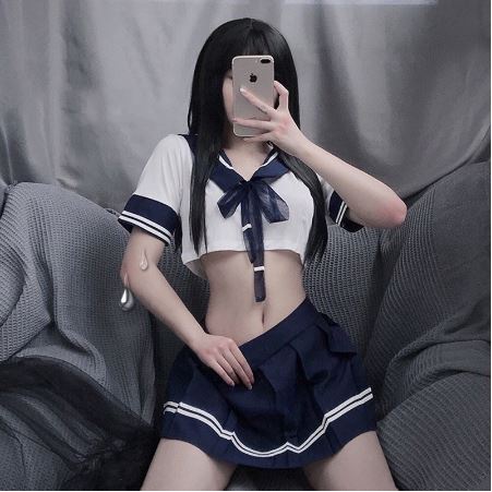 Sailor scool uniform sexy lingerie baju tidur wanita