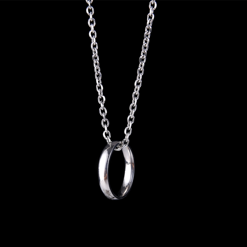 Men Korean Ring Necklace Titanium Steel Pendant Personalitysimple Hip-hop Pendant Decoration Accessories