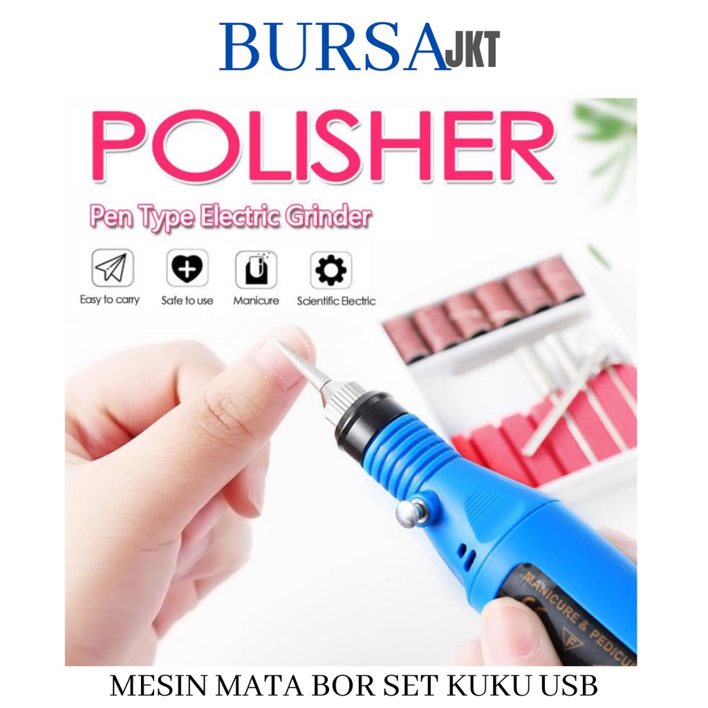 BOR MINI ELEKTRIK SET  NAIL DRILL GRINDING MANICURE MESIN KIKIR AMPLAS KUKU LISTRIK ART USB