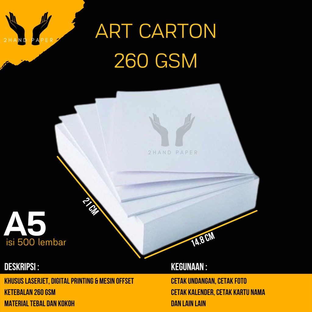

Art Carton A5 260 gsm isi 500 lembar / Kertas Art Carton A5 / Kertas Karton A5