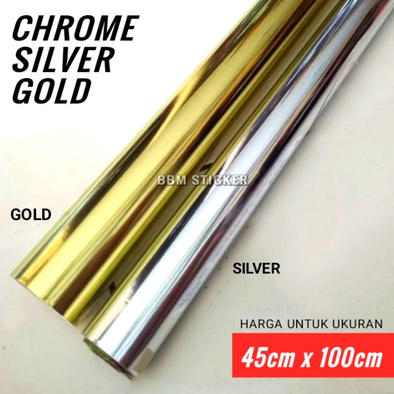 Dekorasi stiker / sticker warna chrome gold silver mengkilat