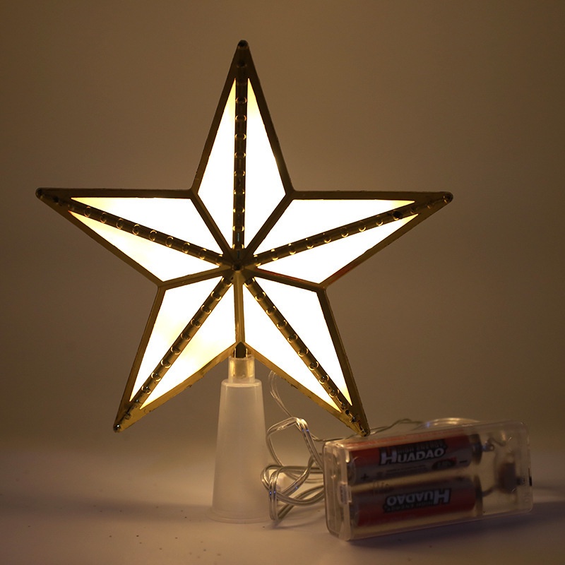 Ornamen Lampu Gantung Bentuk Pentagram Tenaga Baterai Untuk Dekorasi Pohon Natal