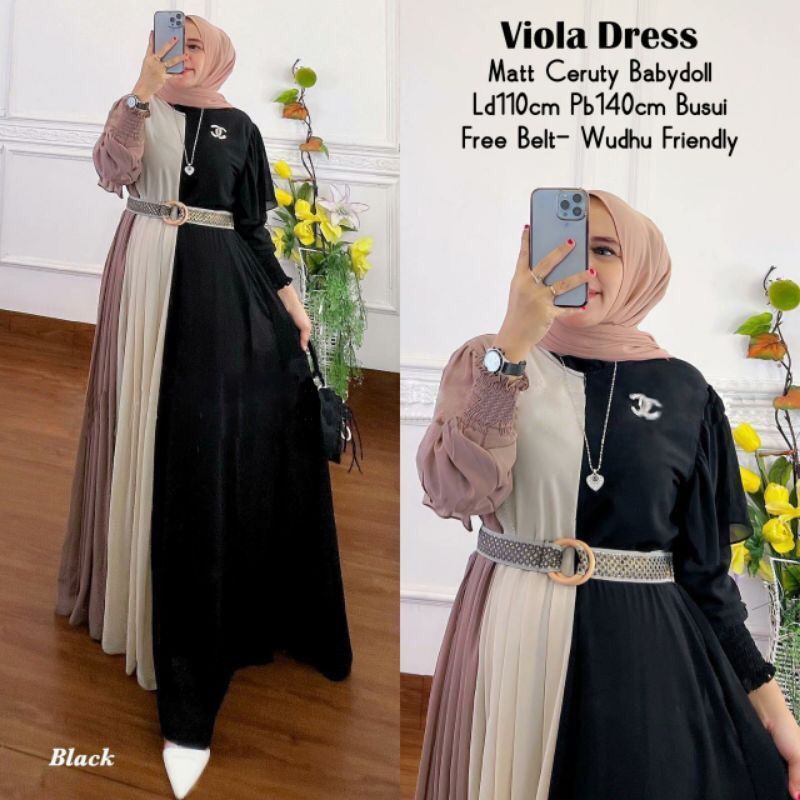 DRESS MUSLIM, baju wanita, baju gamis, dress, gamis, Baju gamis, fashion wanita, Viola Rainbow Dress (+ Bross )