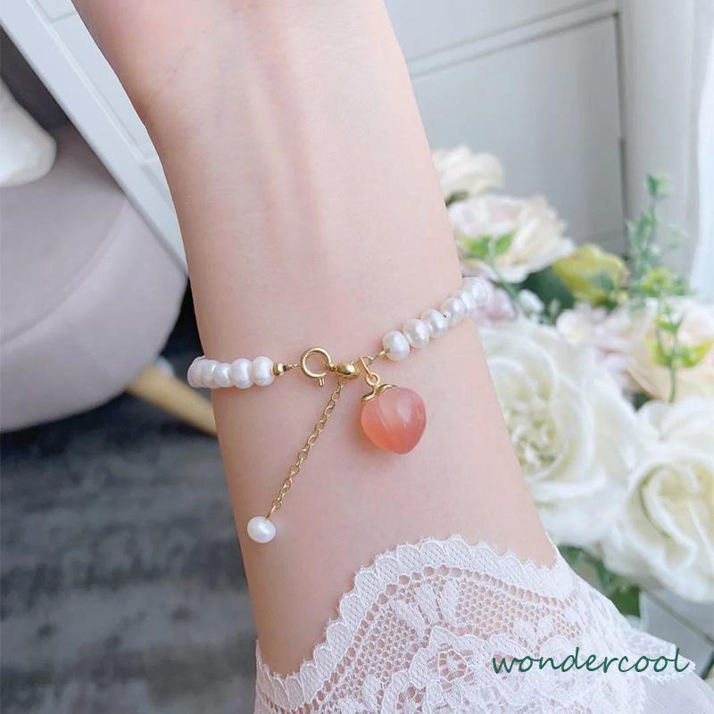 Gelang Mutiara Persik Pelajar Wanita Niche Design Sisters Couple Best Friends Gelang-Won